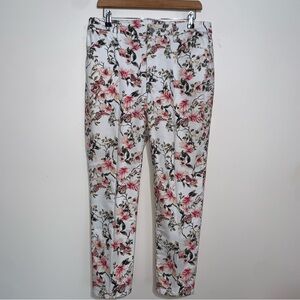 Chico's Girlfriend Slim Ankle Pants - Pink, Green, Cream Floral Size 1.5 Med 10